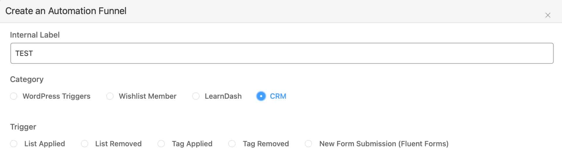 FluentCRM Automation Trigger