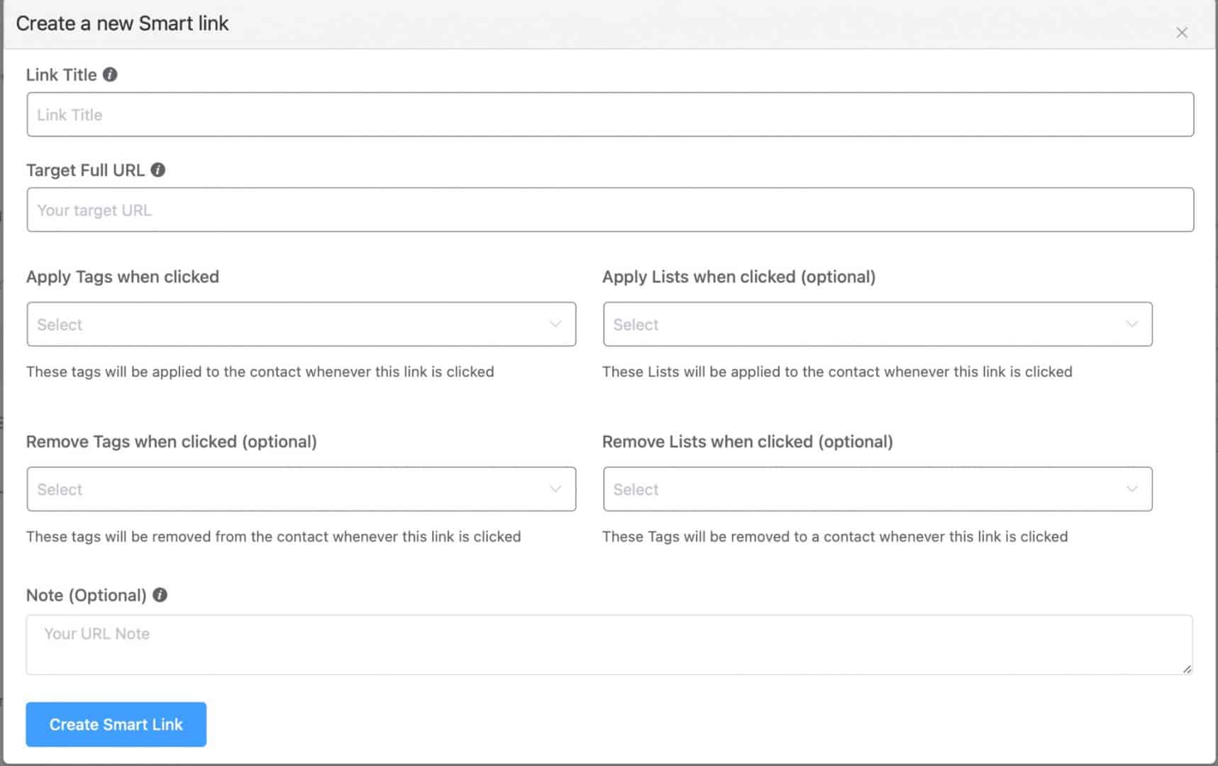 FluentCRM - how to create a smart link