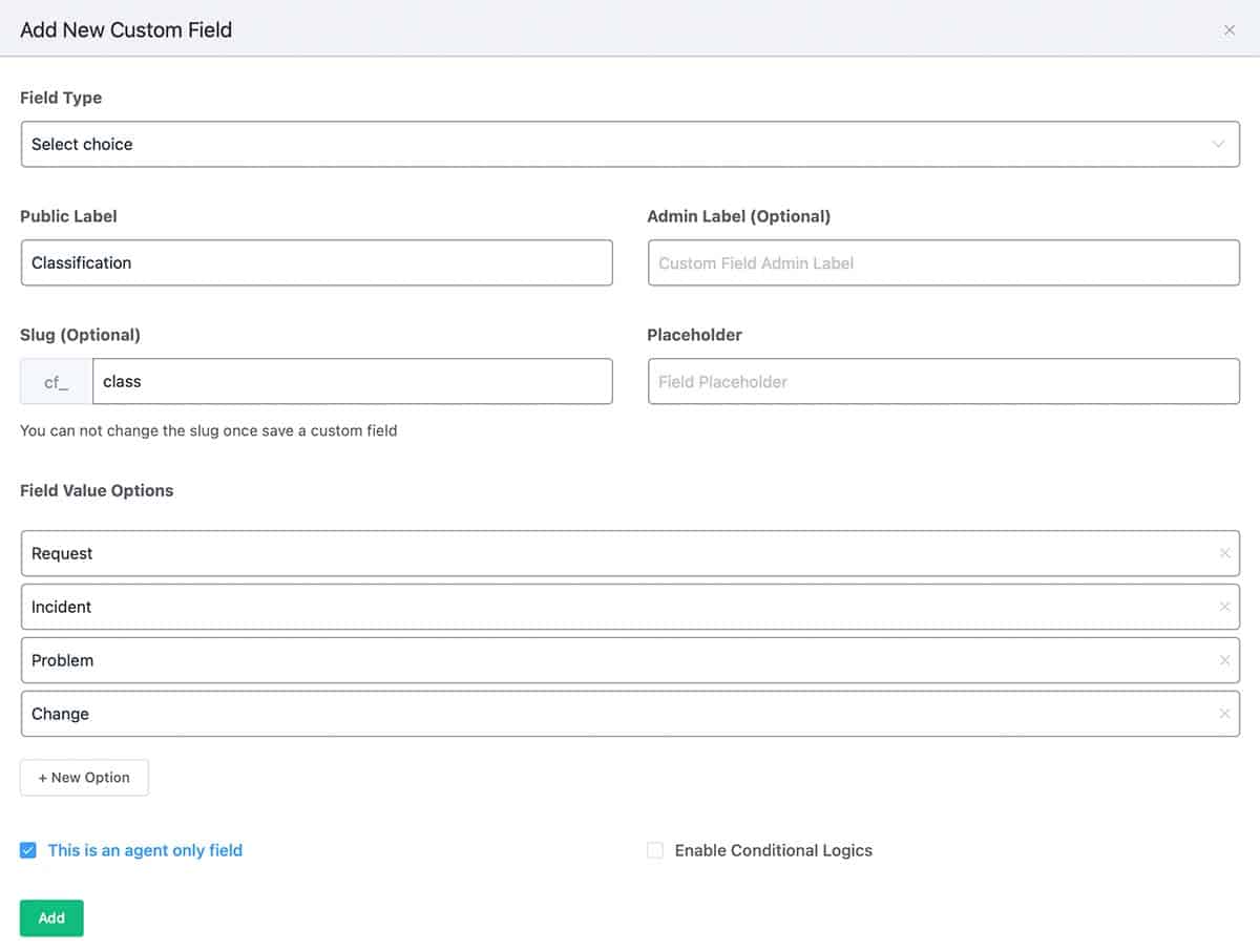 Create Select Choice Custom Field Type