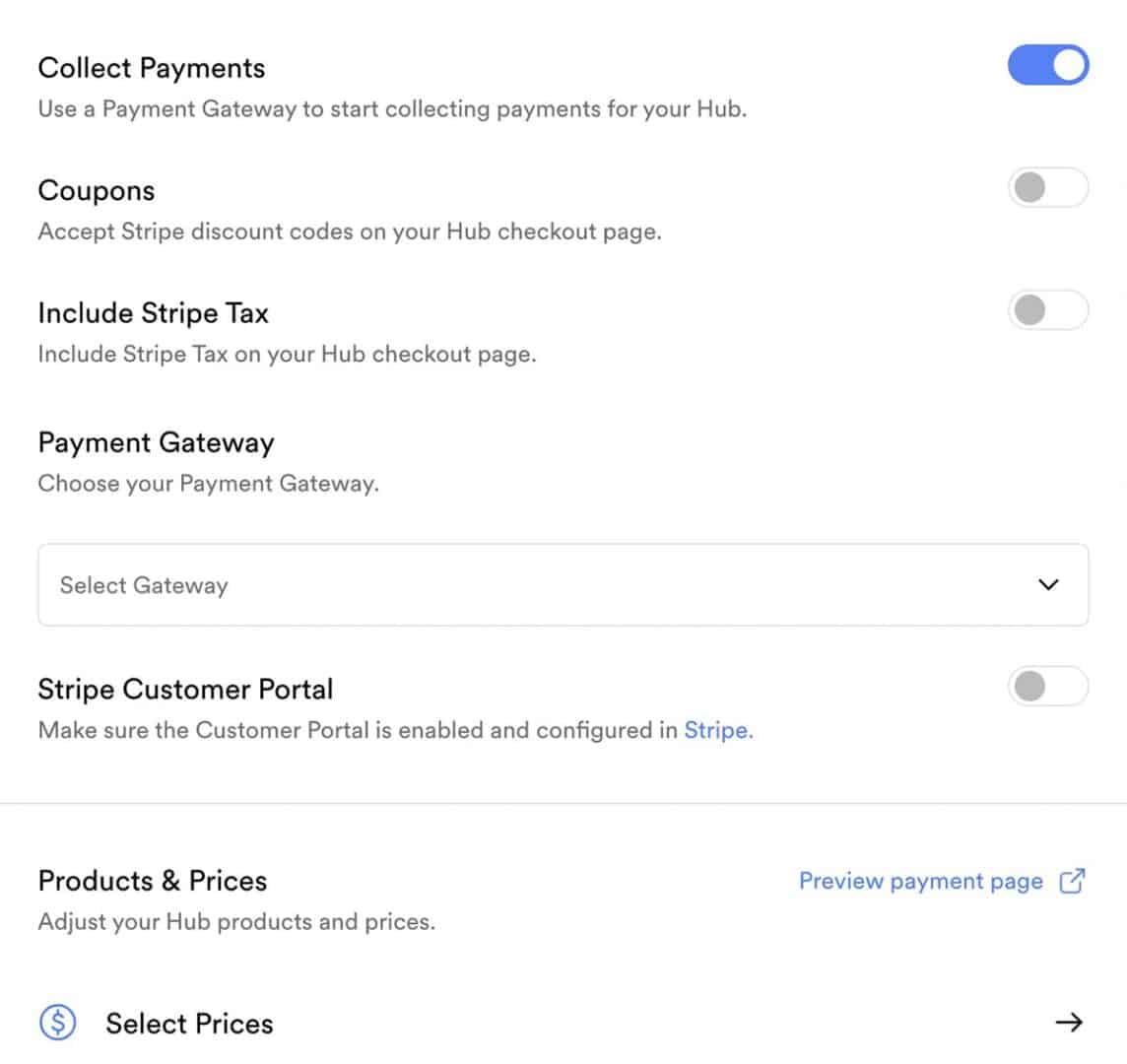 Searchie Hubs - Collect Payment Options