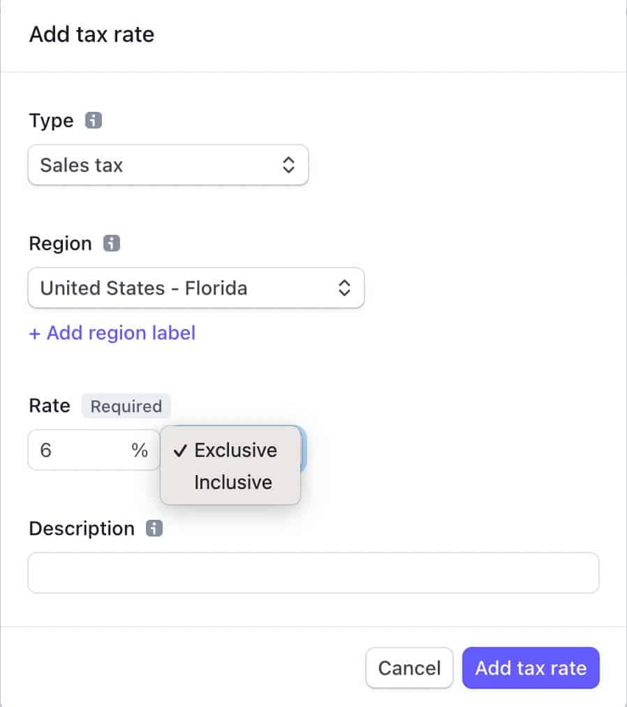 Stripe - Add Tax Rate