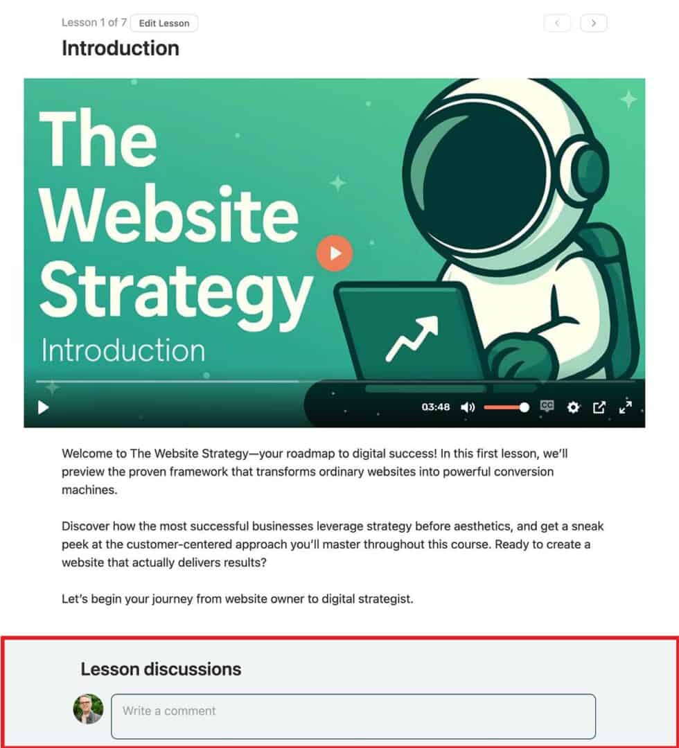 FluentCommunity Review - Lesson Discussions