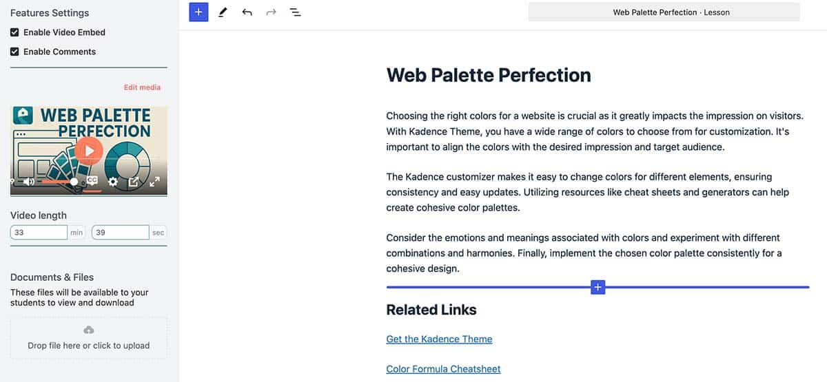 FluentCommunity Review - Lesson Editor