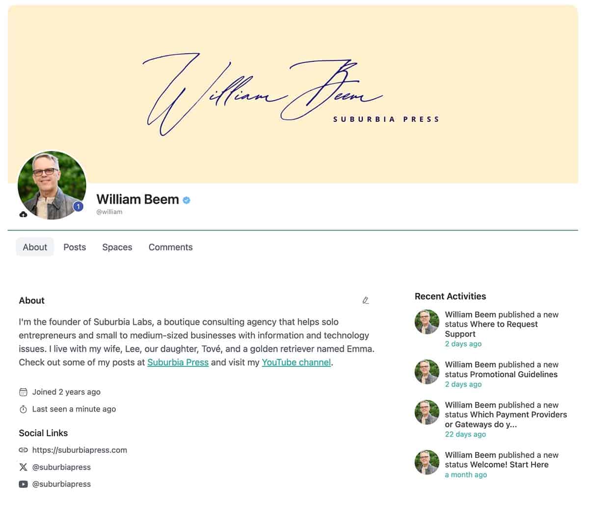 FluentCommunity Review - User Profile