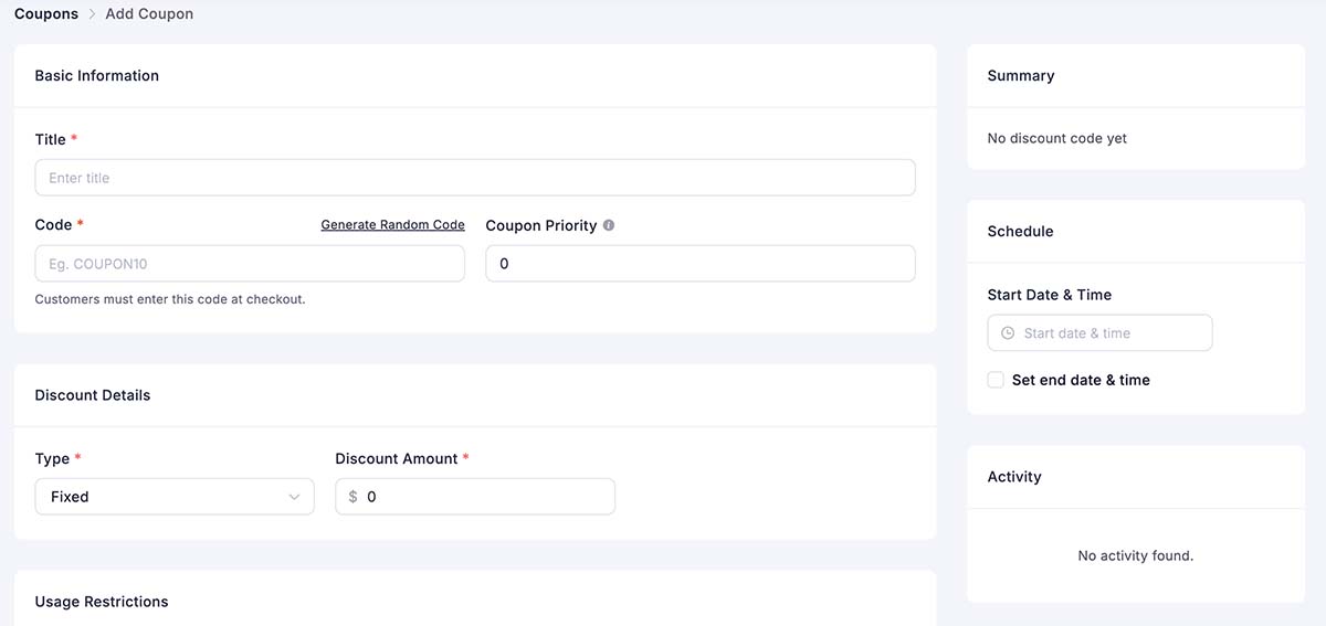 FluentCart - Add Coupon 1