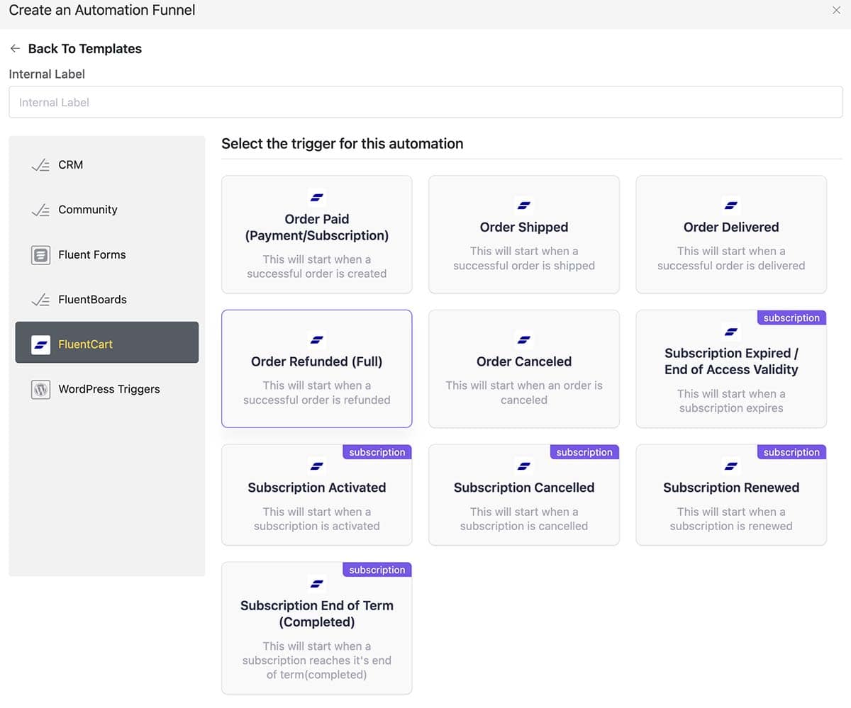 FluentCart Review - FluentCRM Triggers