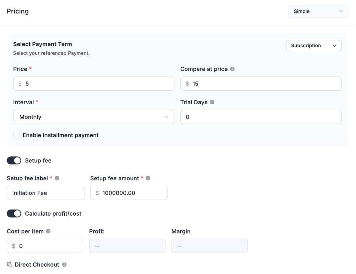 FluentCart - Subscription Pricing